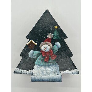 Christmas Tree Shaped Box 7” with Snowman